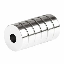 3/4 x 1/4 x 1/4 Inch Strong Neodymium Rare Earth Ring Magnets N52 (6 Pack)