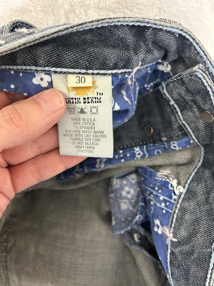 Jeans Antiguos Para Hombre 30x39 Y2K Bordados De Colección Diseñador Denim Hecho en EE. UU. Raro Foto 3 de 4