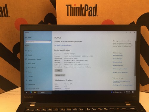Lenovo Thinkpad T460s - i7, 8 GB Memory, 256 GB SSD - Picture 2 of 10