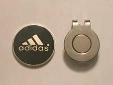 (1) Adidas 1" Flat Coin Style Golf Marker W/ Bonus Hat Clip - Quality Made!