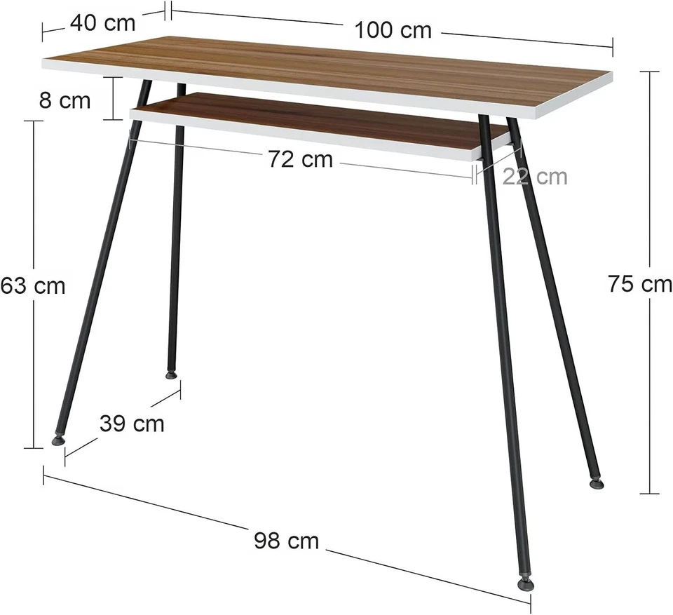 Scrivania LEVIRA, 100 x 40 x 75 cm, moderna, noce Troia e nero, metallo - Immagine 3 di 4