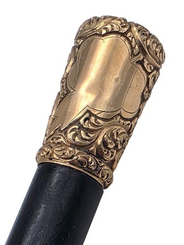 ANTIQUE Gold Filled Tipped 34" Wood Walking Stick Cane - Picture 3 of 6
