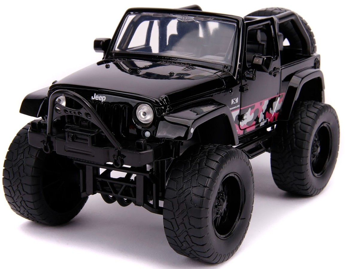 2007 JEEP WRANGLER BLACK & EXTRA WHEELS 1/24 DIECAST MODEL