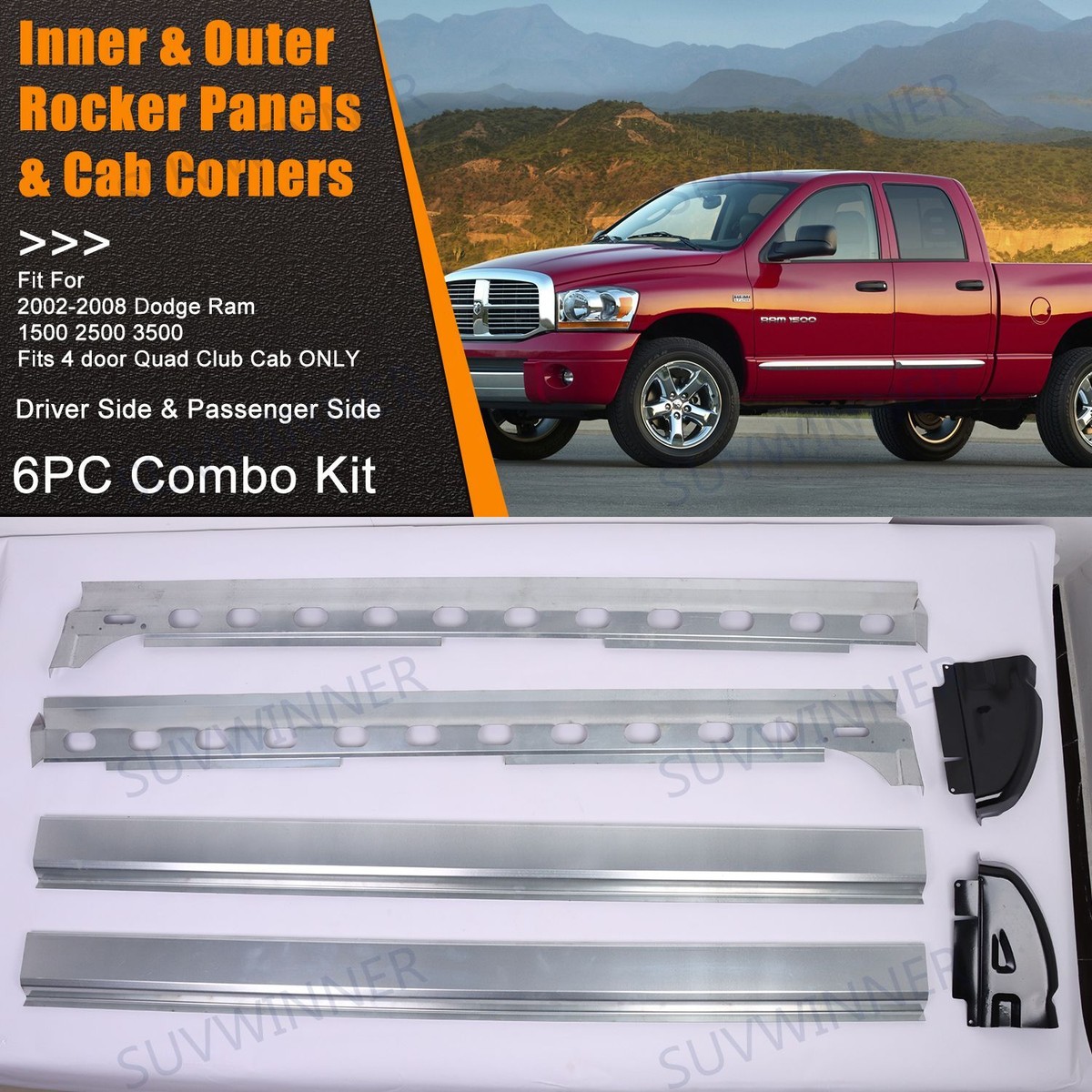 TAC Pedane laterali compatibili con Dodge Ram 1500 Quad Cab 2002-2008 / 2003-2009 Dodge Ram