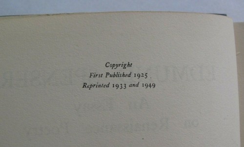 English Poetry Poet Edmund Spenser Essay Renaissance Poetry Verse Metre DJ 1949 - Picture 3 of 3