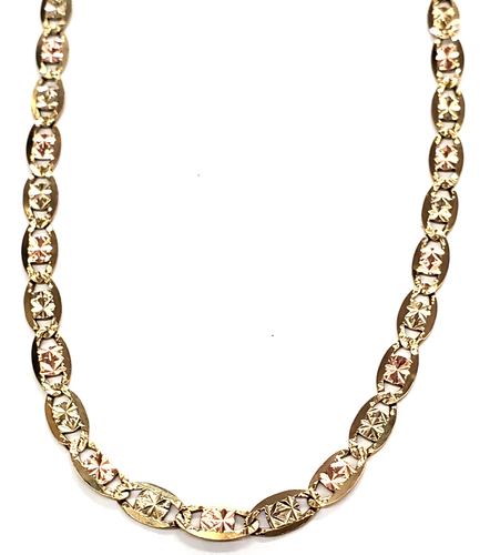 10K Tri-Color Gold 4.8mm 22" Mariner/Anchor Chain +Lobster-Claw Clasp 11.4 grams - Picture 3 of 6
