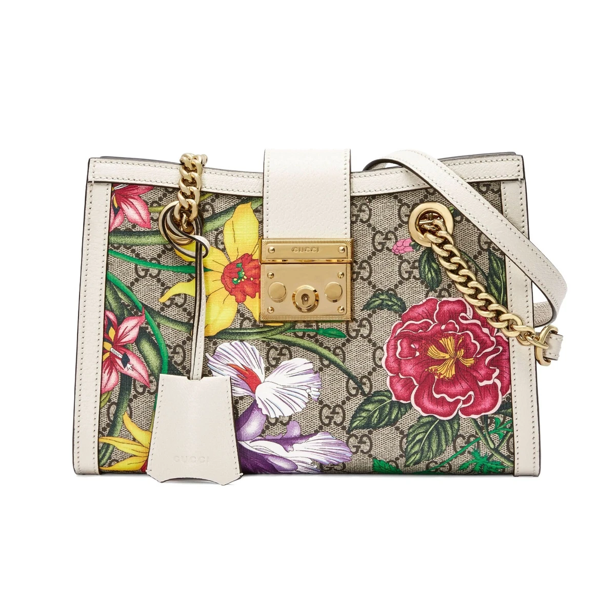 Gucci Padlock Flora Small GG Supreme Canvas Shoulder Bag