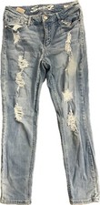 Seven7 Women Jeans Blue Size 10 Mid Rise Skinny Stretch Distressed Denim