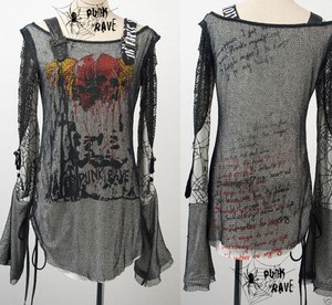 Kera-gothic-Visual-kei-fashion-cool-punk-gothic-lolita-top-t-shirt-Size-S-to-XL