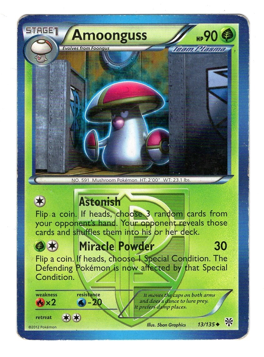 Pokemon TCG Amoonguss Black & White Plasma Storm 13/135 Regular Rare Card MP