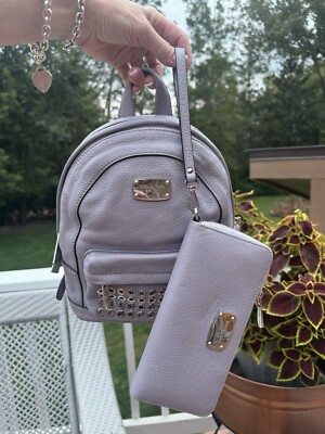 Michael Kors small purple backpack. Silver studded Michael Kors Jaycee Medium Zip Pocket Backpack Bag MK Logo  main image 3