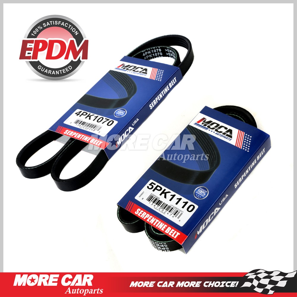 EPDM 2 Drive Belt Set Alternator/AC & Power Steering for 90-93 Accord 2.2L SOHC