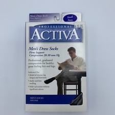 Activa H3541 Men  s Microfiber Firm Knee High Dress Socks-Navy Small 20-30mmHg