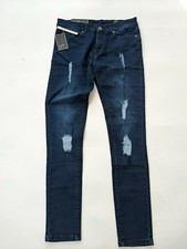 APT JEANS Geno Ripped Men's Skinny Jean in Blue - SIZE W32 Regular
