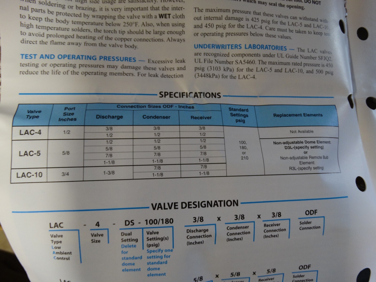 Sporlan LAC-5-100 Head Pressure Control Valve  New
