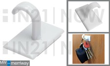 6 x Merriway Plastic Self Adhesive Wall Cup Utility Robe Towel Lead Hooks White