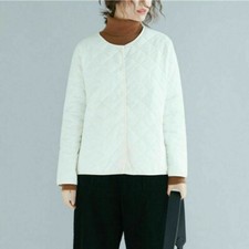 Damen Kurz Puffer Jacke Gesteppt Gefüttert Rundhals Knöpfe Freizeitjacke