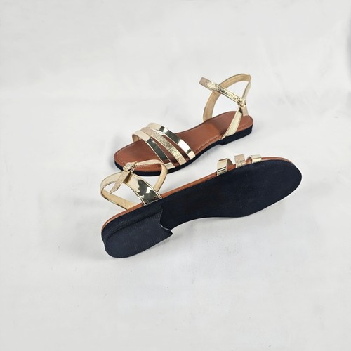 Sandali Donna oro laminato a fasce - made in Italy - Foto 4 di 6