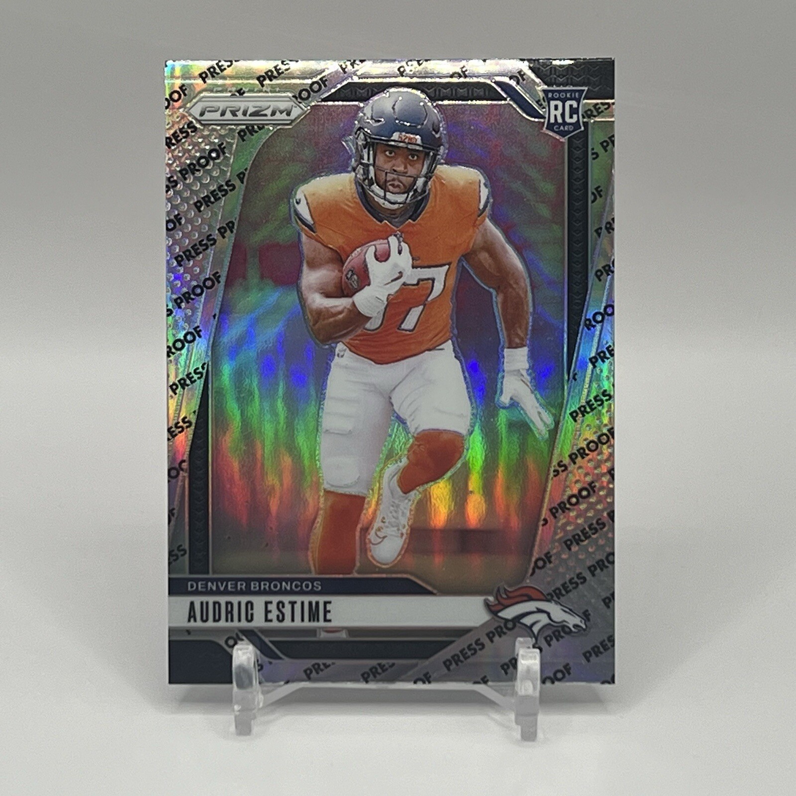 2024 Prizm Press Proof Audric Estime Rookie Rc Card 306 SP Broncos Case Hit Mint