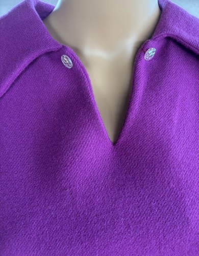 Handcrafted 1960’s Unlined A Line Empire Magenta Dress Wool Blend - Picture 2 of 8
