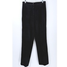 Vtg 80s Suede Top Grain Leather Pants Womens sz 11/12 Black High Rise Straight