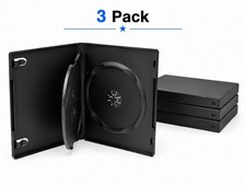 3 Pack Black 14mm 3-Disc DVD CD Cases Full Wrap Sleeve Movie Music Replacement