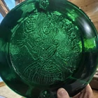Blenko  Virgo green art glass sun catcher / wall hanging astrology themed .