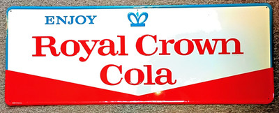 1950s ROYAL CROWN COLA Embossed Metal SIGN....NOS & NICE!