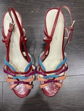 Vintage Fashionable Nine West Red and Multicolor Slingback Strappy Sandals 8.5