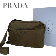 Prada triangle logo nylon khaki camera bag shoulder bag 4862