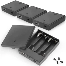 4 PCS 6V Battery Holder with USB Port,4 AA Battery Holder Case 