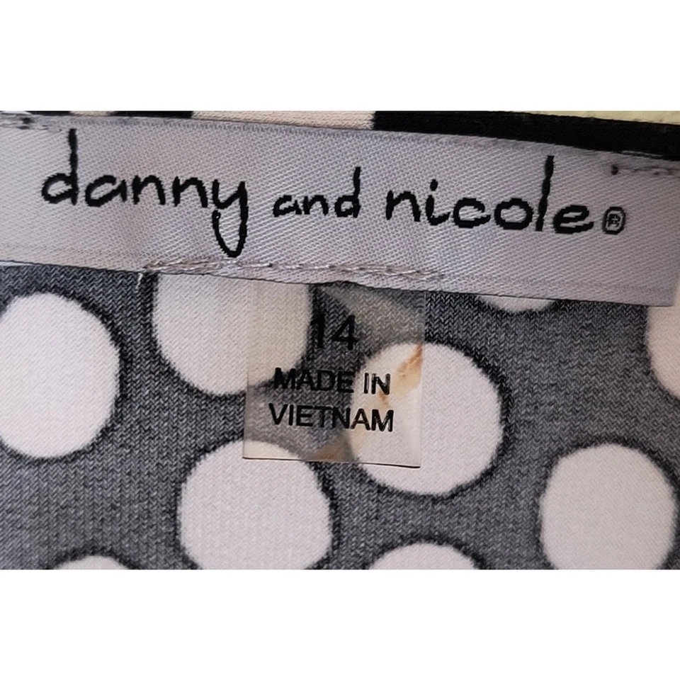 Vestido Danny & Nicole Midi Talla 14 Negro Crema Lunares Sin Mangas Tejido Elástico Foto 2 de 4