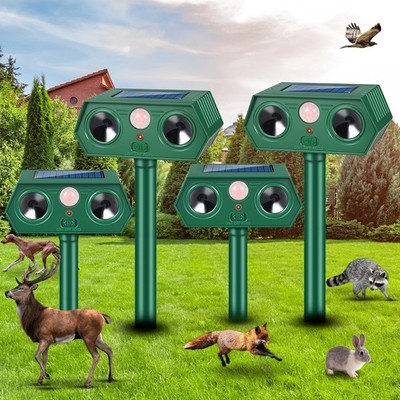 2026 Upgraded Solar Ultrasonic Animal Repellent Deer Repellent Devices Cat De...