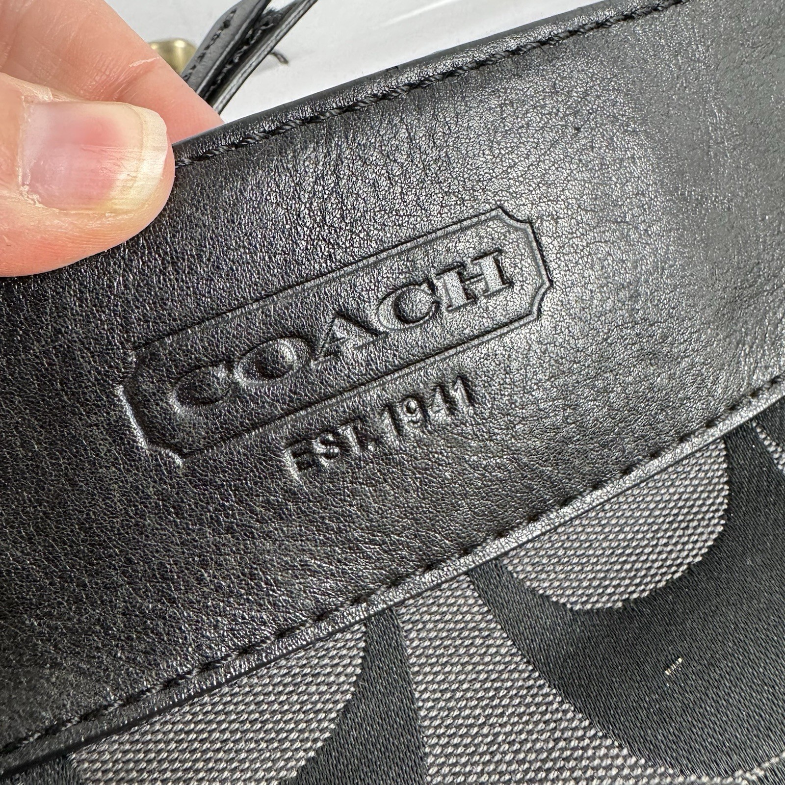 Vtg Coach Y2K Signature C Jacquard Hobo Shoulder Bag Black Leather Trim thumbnail 7