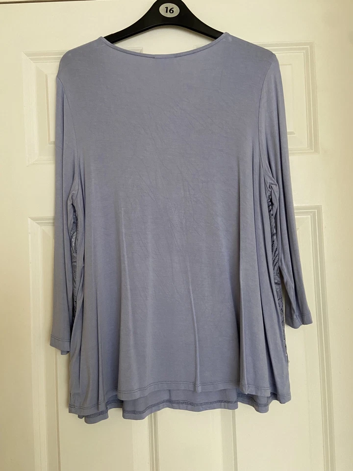 2 Lace Front Tops 3/4 Sleeves Blue & Grey Size 10 - Image 2 of 4