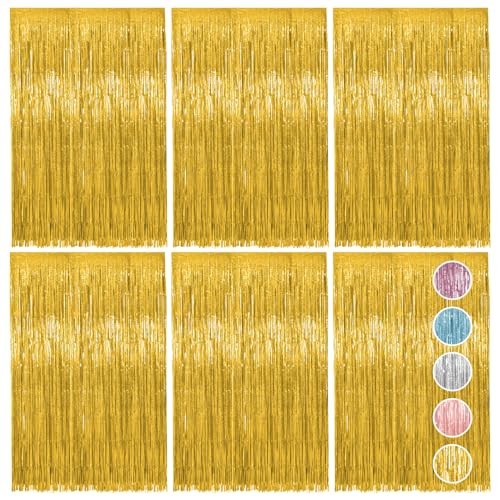 Vaktop 6pcs Foil Curtain, Gold Tinsel Curtain, Metallic  Assorted colors 