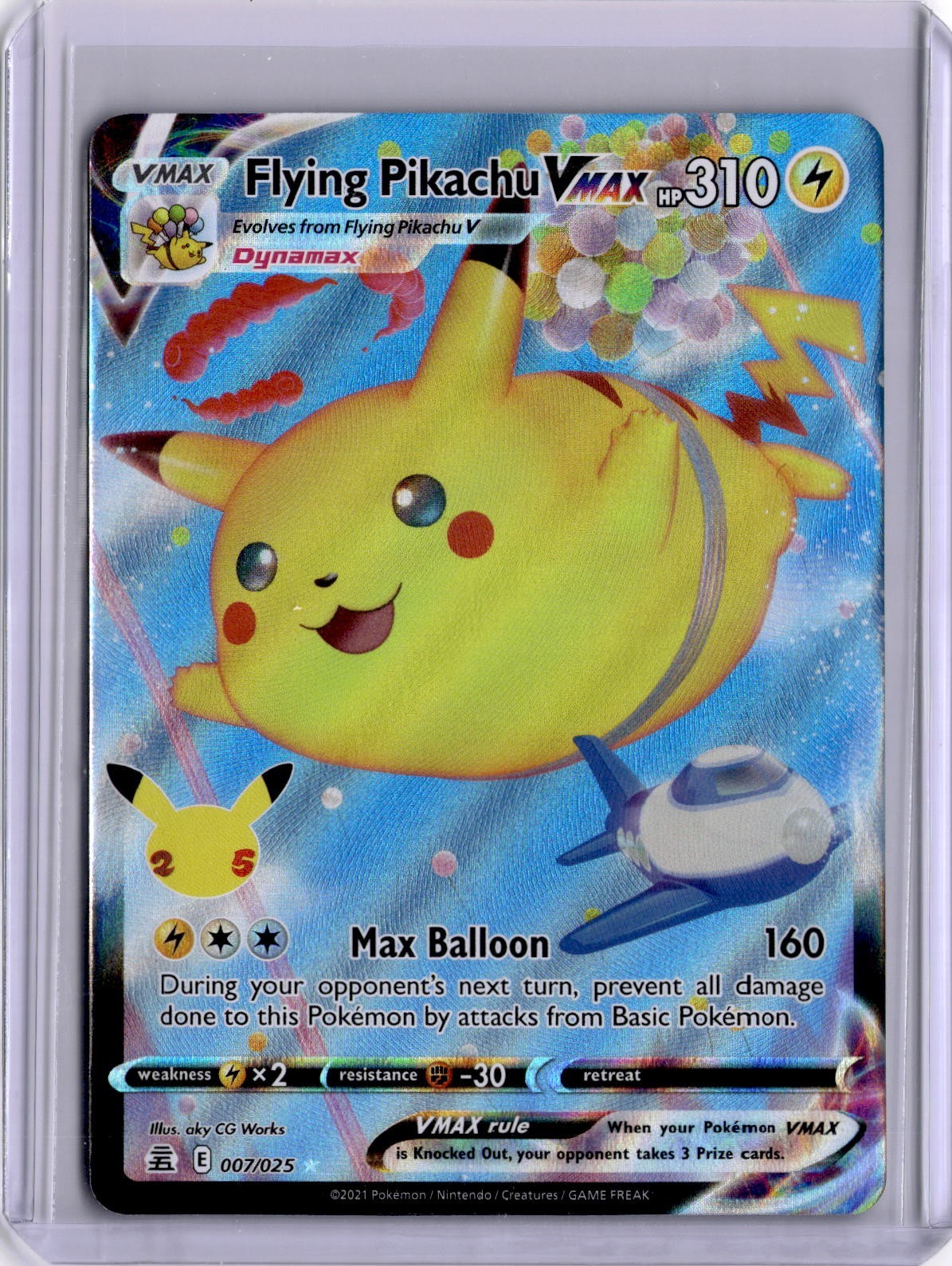 Flying Pikachu Vmax 007/025 Celebrations 25th Full Art Pokemon Card 2021