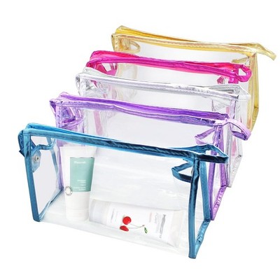 5 PCS Clear Waterproof Cosmetic Bag with Zipper, PVC Transparent Plastic Make...