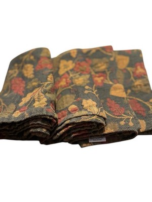 Crate & Barrel Midori Tapestry Napkins Set of 4 Fall Leaves 18x18  Cotton Blend