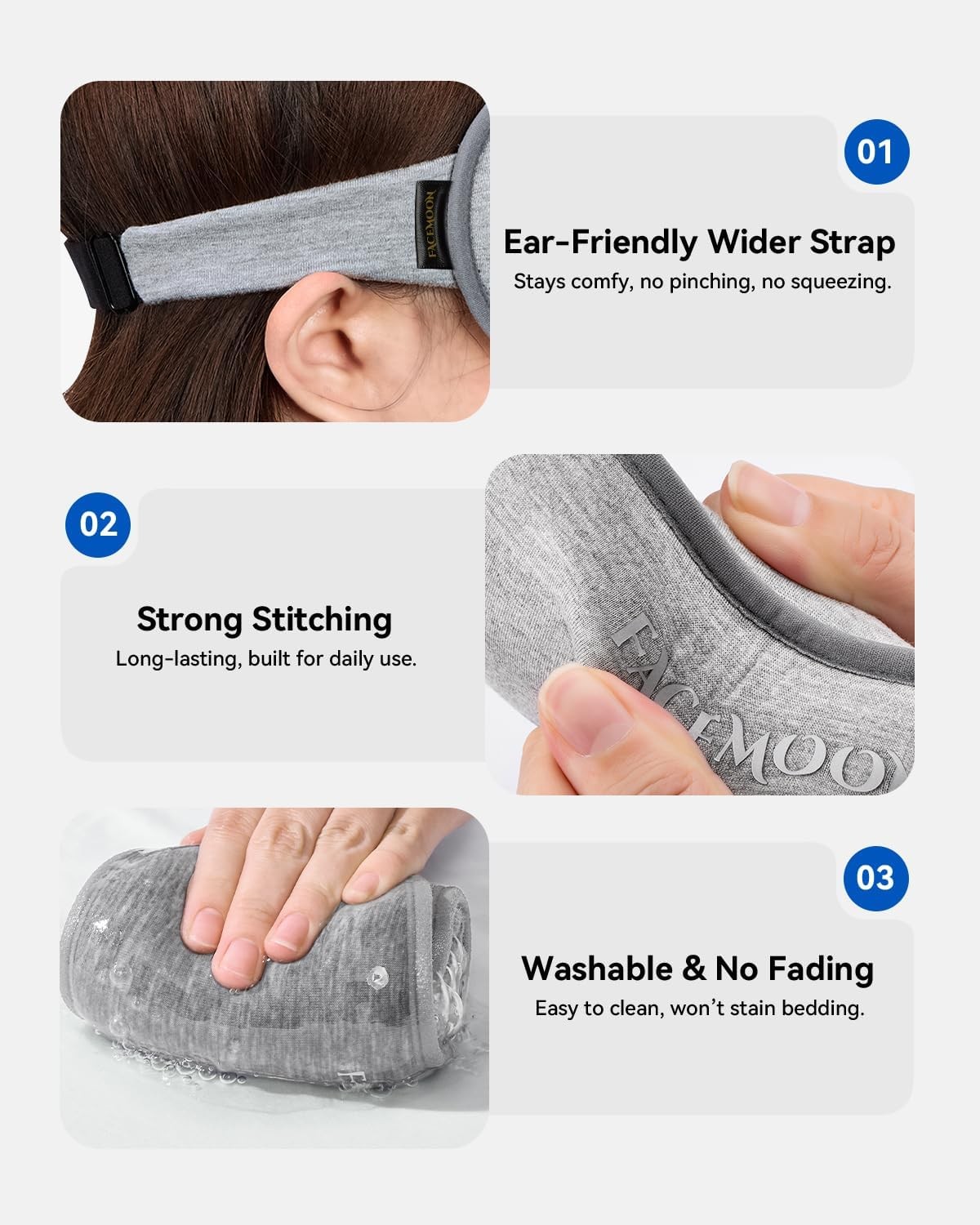 Weighted Eye Mask for Sleeping - Blackout Sleep Women Men, Grey 