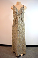 Oscar De La Renta Gold Floral Long Evening dress Size 8 US on Sale sn
