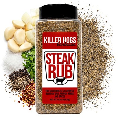 Killer Hogs Steak Rub Championship BBQ Smoking Grilling Seasoning, 16.2oz Shaker