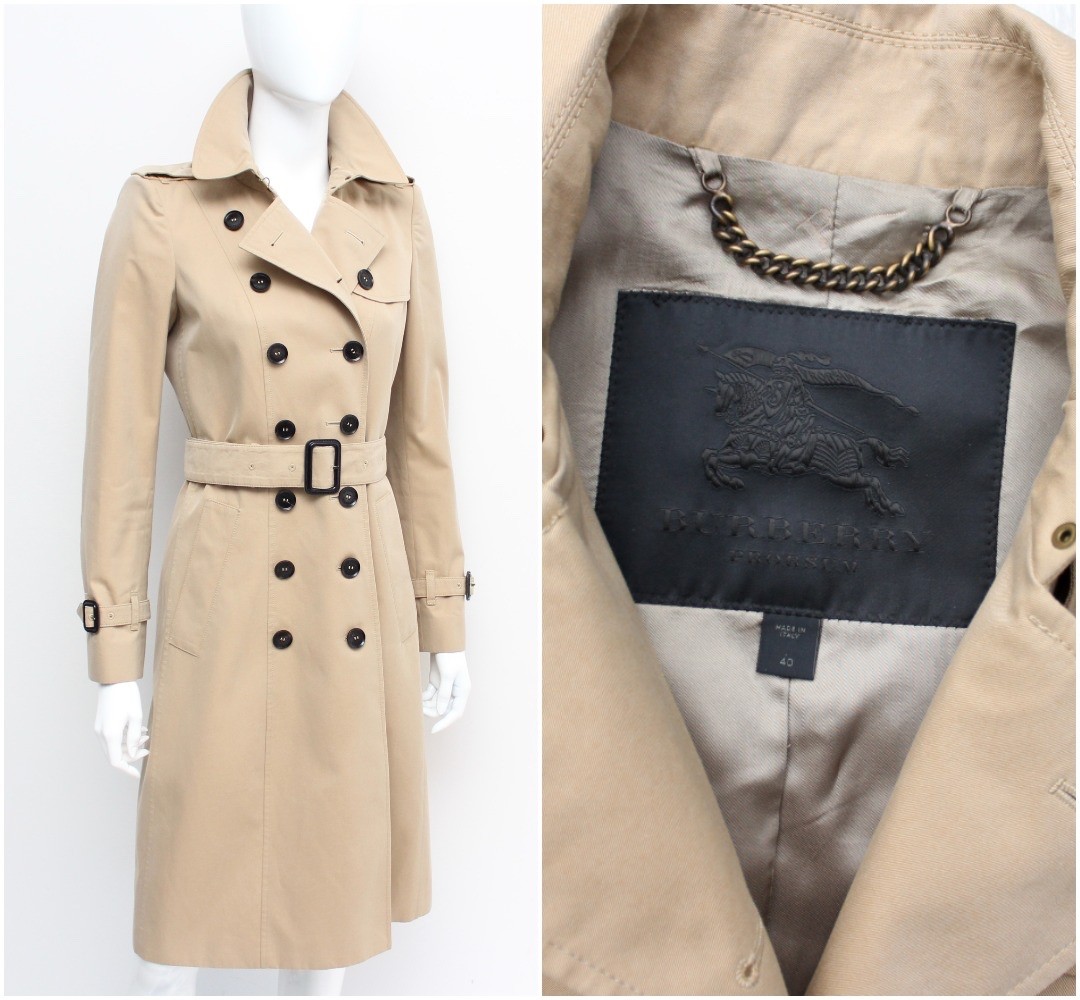 ジャケット・アウター BURBERRY PRORSUM TRENCH COAT Women's BURBERRY PRORSUM Cotton Long Trench Coat Beige 40 ~XS/S