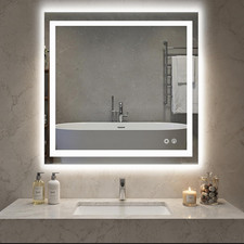 Smart Anti-Fog LED Bathroom Mirror with Front Light Backlit, 3 Color Modes, Di