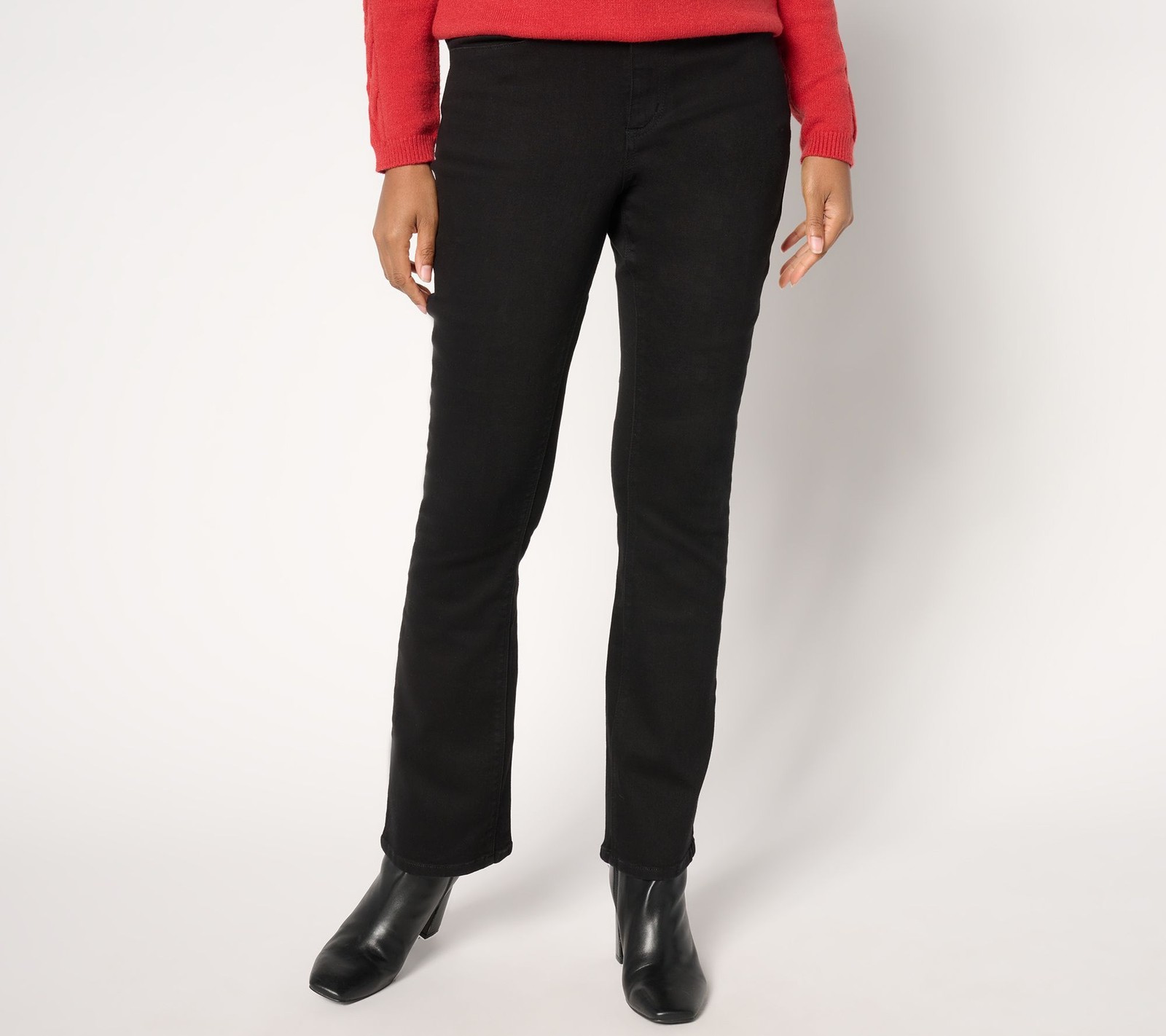 Susan Graver Women's Pants Sz 14 Tall Stretch Denim Classic Boot Black A663359