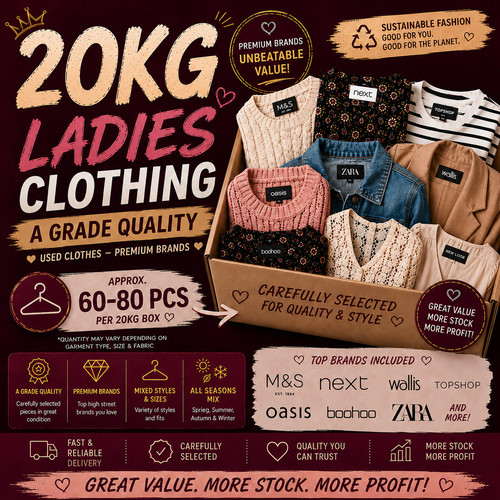 20KG Ladies Clothing Bundle Preloved A Grade Premium Job Lot Reseller Stock