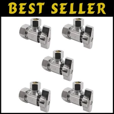 Heavy Duty Brass Shut Off Valve 1/2 x 3/8 Chrome 5 Pack