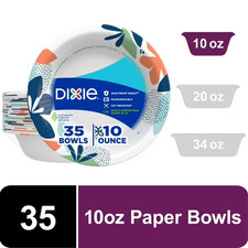 Dixie Disposable Paper Bowls, 10 oz, Multi-Color, 35 Count