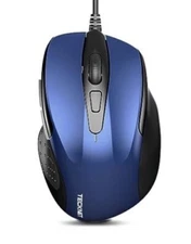 USB Wired Mouse 6-Button Corded Mouse with 2 Adjustable DPI Optical Blue UM013