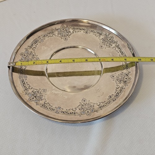 Vintage 10" Benedict EPNS Silverplate Platter #1164 - Ornate Serving Tray - Foto 5 di 8